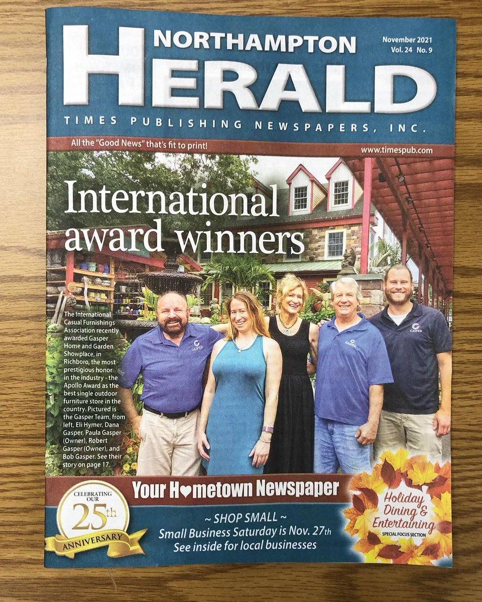 davidpsu's tweet photo. Located in picturesque Bucks County, Gasper Home and Garden Showplace and the Exterior Furniture Gallery, is dedicated to bringing the best of the best to homes and gardens everywhere.
Read on: https://t.co/gaxagcMinK
#Gasper #HomeGarden #ICFA #Furniture #Richboro #ApolloAward https://t.co/4NDPbDjpue