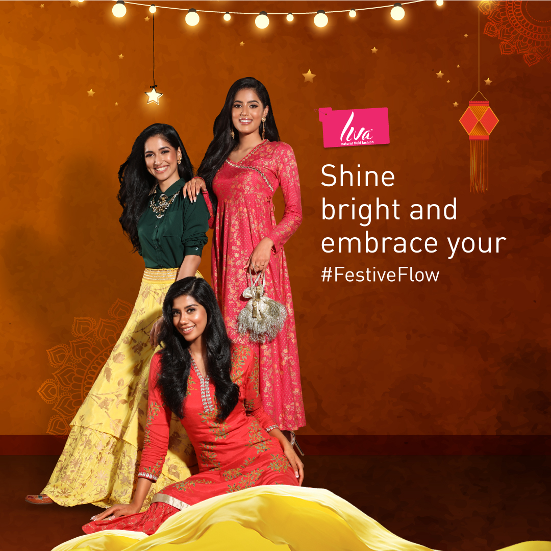 Be whatever your heart desires and flaunt your #FestiveFlow this Diwali. Just like our LIVA Divas who are glowing in these beautiful Pantaloons X Krishna Mehta outfits, made fluid with LIVA fabrics. Happy Diwali!