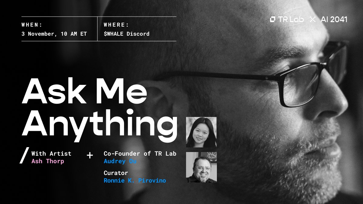 Starting in 30 minutes! 

<a href="/ashthorp1/">A S H T H O R P</a> will be joining @whale_community for an AMA. 

Make sure you tune in 🔎