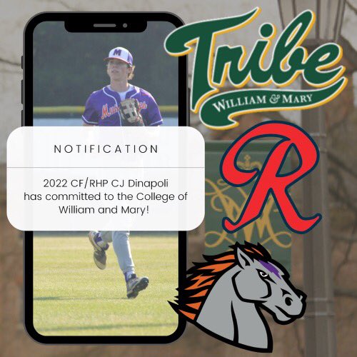 cj_dinapoli's tweet photo. I would like to thank my family, coaches, friends, and teammates for all of the support throughout the years. I am proud to announce that I will be continuing my academic and baseball career at the college of William &amp; Mary! #GoTribe  @RichmondBraves @WMTribeBaseball https://t.co/fhQBLlJuQr