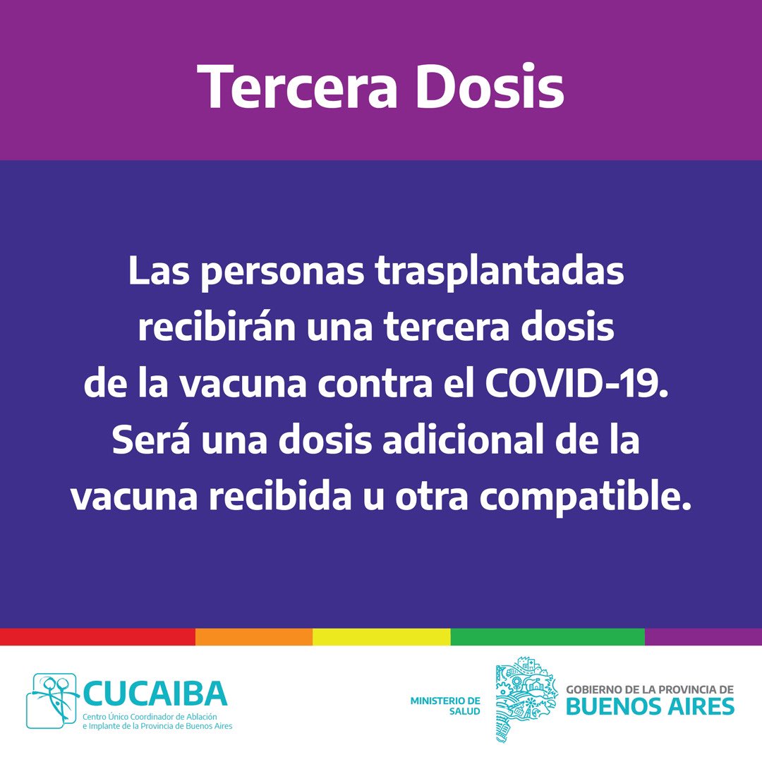Cucaiba's tweet photo. 🗣#CucaibaInforma
Están llegando los turnos para  una tercera dosis adicional. Las vacunas serán iguales a las recibidas u otra compatible, dispuesta por @saludbap 
Se recomienda revisar WhatsApp, la aplicación o  el correo electrónico. 
#BuenosAiresVacunate ♥️💉♥️

@BAProvincia https://t.co/1lcvFQjKyz