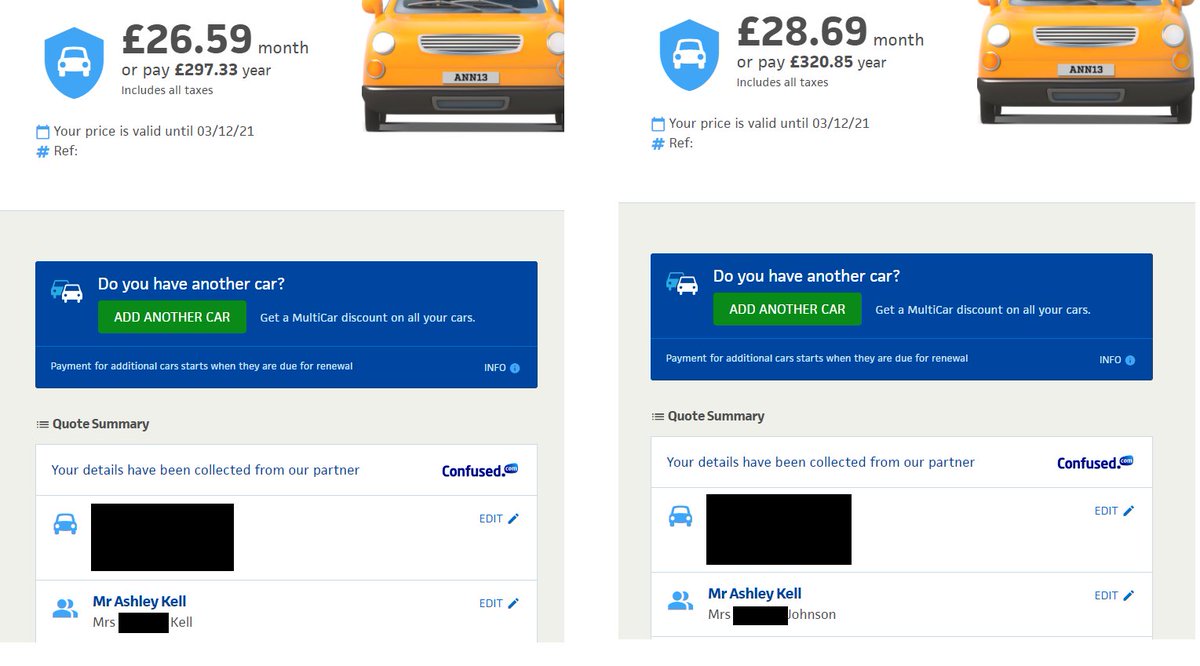 ashleyjkell's tweet photo. @AdmiralGroup Why do I get charged £23 extra on a new quote when I enter that me and my wife have different surnames on our licences? https://t.co/SRp8evuKiH
