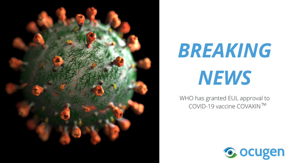 #BREAKING:<a href="/WHO/">World Health Organization (WHO)</a> granted Emergency Use Listing approval to #COVID-19 vaccine COVAXIN™, developed by our partner <a href="/BharatBiotech/">Bharat Biotech</a>. We are pleased this vaccine now has the potential to protect millions more people around the world from severe COVID-19 disease. ow.ly/GVq450GFcqB