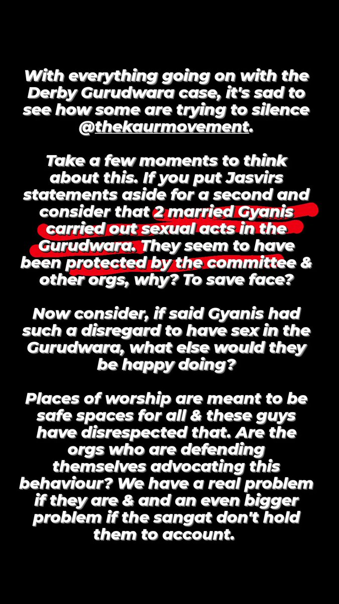realdjstin's tweet photo. Beware of anyone who is willing to defend married Gyanis having sex in the Gurudwara. Trying to deflect by questioning the victims 'character' to defend their own friends says a lot about their character of the Gyanis & anyone else who thinks it's ok #sochlo https://t.co/7BQDlTMrUd