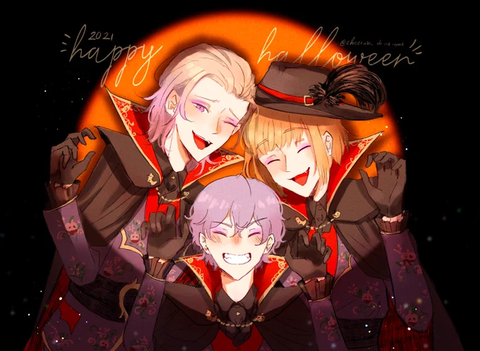 \  𝓑𝓸𝓸!  /
 🧛‍♂️🧛‍♂️
    🧛‍♂️
#ツイステファンアート  #ツイステハロウィーン 