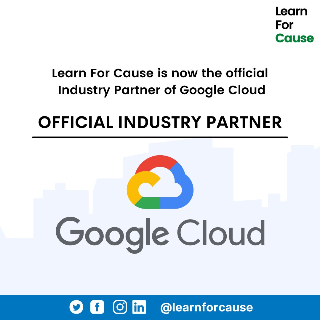 LearnForCause's tweet photo. We are proud to announce Google Cloud as our Industry Partner 🎉
GCP, offered by Google, is a suite of cloud computing services that runs on the same infrastructure that Google uses internally for its end-user products.

#PartnerWithCause #LearningToday #LeadingTomorrow https://t.co/tS2WsFTI7v