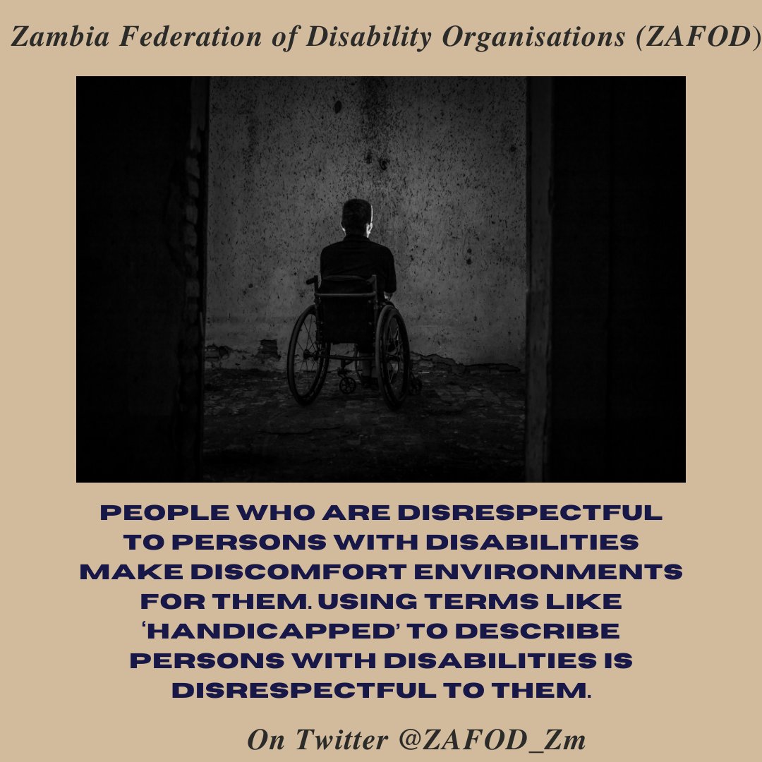ZAFOD_Zm's tweet image. As ZAFOD, advocating for positive change in society for persons with disabilities also includes how persons with disabilities are talked about in the media and in everyday conversations. 
#EducateYourself
#DisabilityTerminologies
#RespectfulLanguage