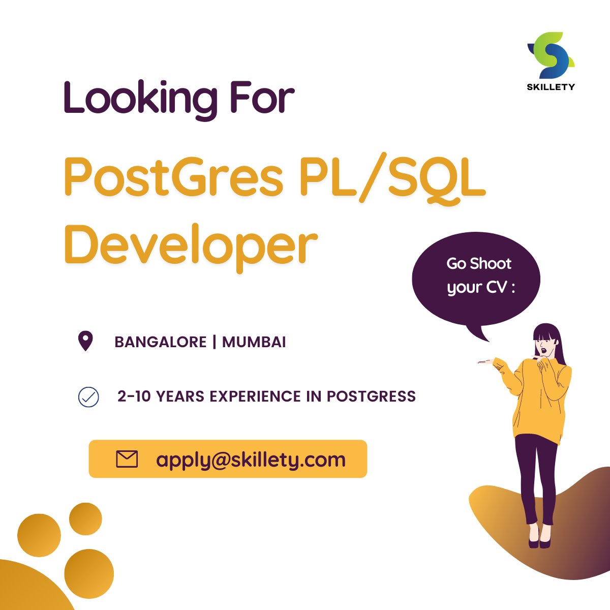 SkilletyDotCom's tweet image. There's infinite opportunites for experienced 𝐏𝐨𝐬𝐭𝐆𝐫𝐞𝐬 𝐏𝐋/𝐒𝐐𝐋 𝐃𝐞𝐯𝐞𝐥𝐨𝐩𝐞𝐫
Get them quick.
Apply Now: lnkd.in/gZXabWsz
For more jobs, Visit 📌
lnkd.in/g-5p_ThB
#jobs #jobsearch #PostGresPL #SQLDeveloper #lead #jobcareer #jobopportunties