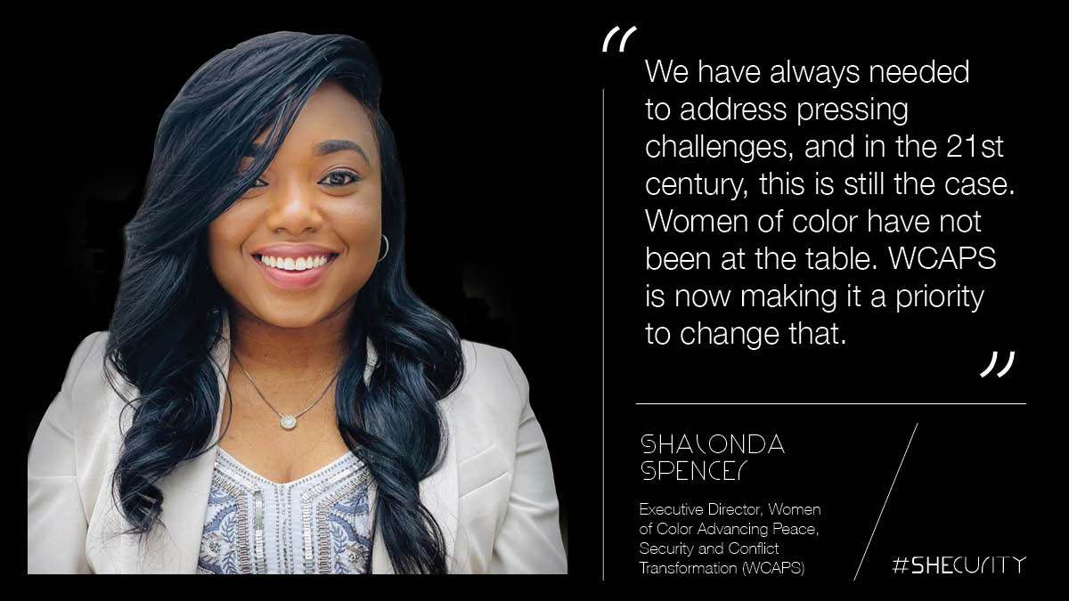 SHE_curity's tweet photo. Today, we'd like to introduce to you Shalonda Spencer, Executive Director at our partner @WCAPSnet. @iamShalondaS was amongst the speakers at the launch conference of the 2021 edition of our #SHEcurity index. You can watch the event recording at https://t.co/nTlcASPSz7.
#UN1325 https://t.co/EuQM9O0u3o
