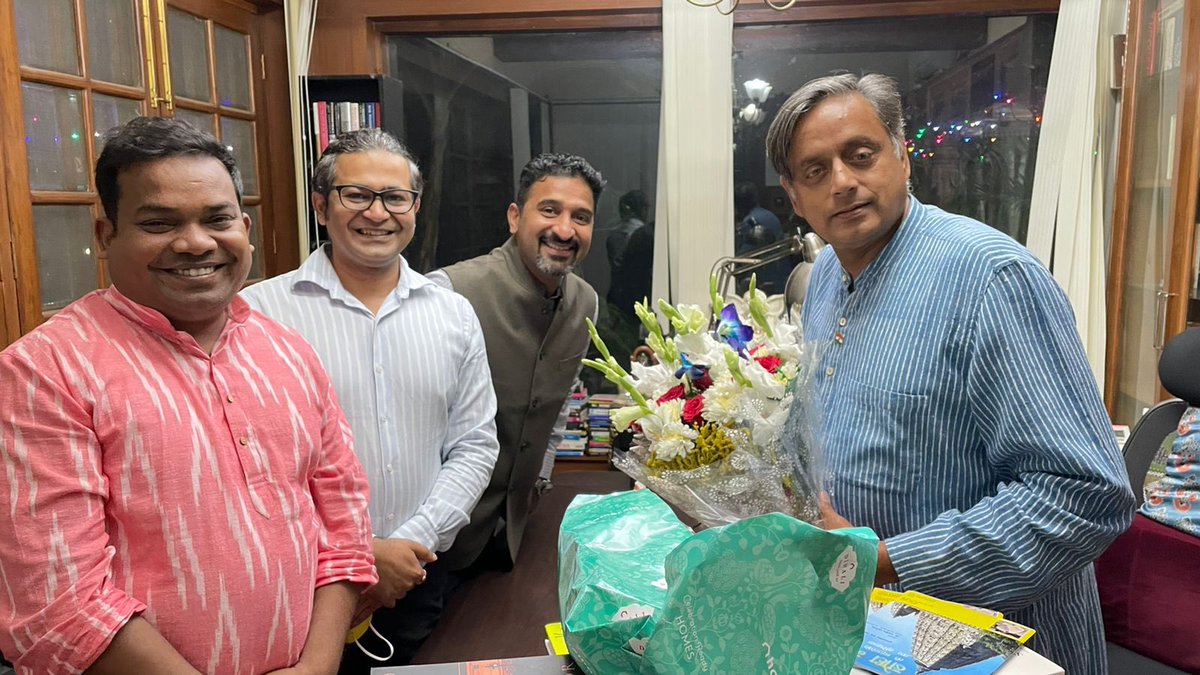 ShashiTharoor's tweet photo. Met with Amit Krishnan, Pradeep Siri and Arun Nair of @KooAppIndia to discuss their platform, whether &amp; how it differs from @Twitter, &amp; to what extent they are driven by a political agenda. Interesting &amp; positive conversation. https://t.co/OWIlvT9HA3