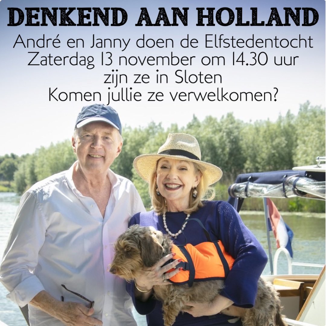 SlotenFriesland's tweet image. Denkend aan Holland … Janny en André in Sloten. Laten we ze gastvrij ontvangen!