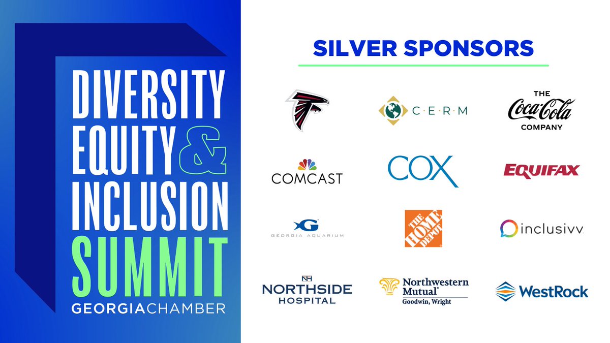 GAChamber's tweet image. The Georgia Chamber is wishes to recognize our incredible Silver Sponsors for making the Diversity, Equity &amp;amp; Inclusion Summit possible this week. Stay tuned today for updates and use #GaDEI2021 to join the conversation! #DEI