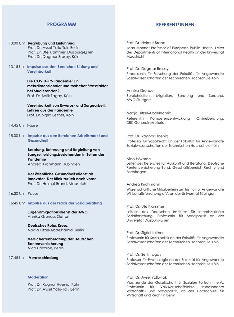 Wie gestaltet sich die Sozialpolitik in der Post-Pandemie? Inwiefern ist die Corona-Krise Impulsgeberin für soziale Innovationen?

Diskutieren Sie mit, am Freitag, den 26. November 2021 von 13 bis 18 Uhr, online 

Hier gehts zur Anmeldung sozialerfortschritt.we-bcast.de/registration/