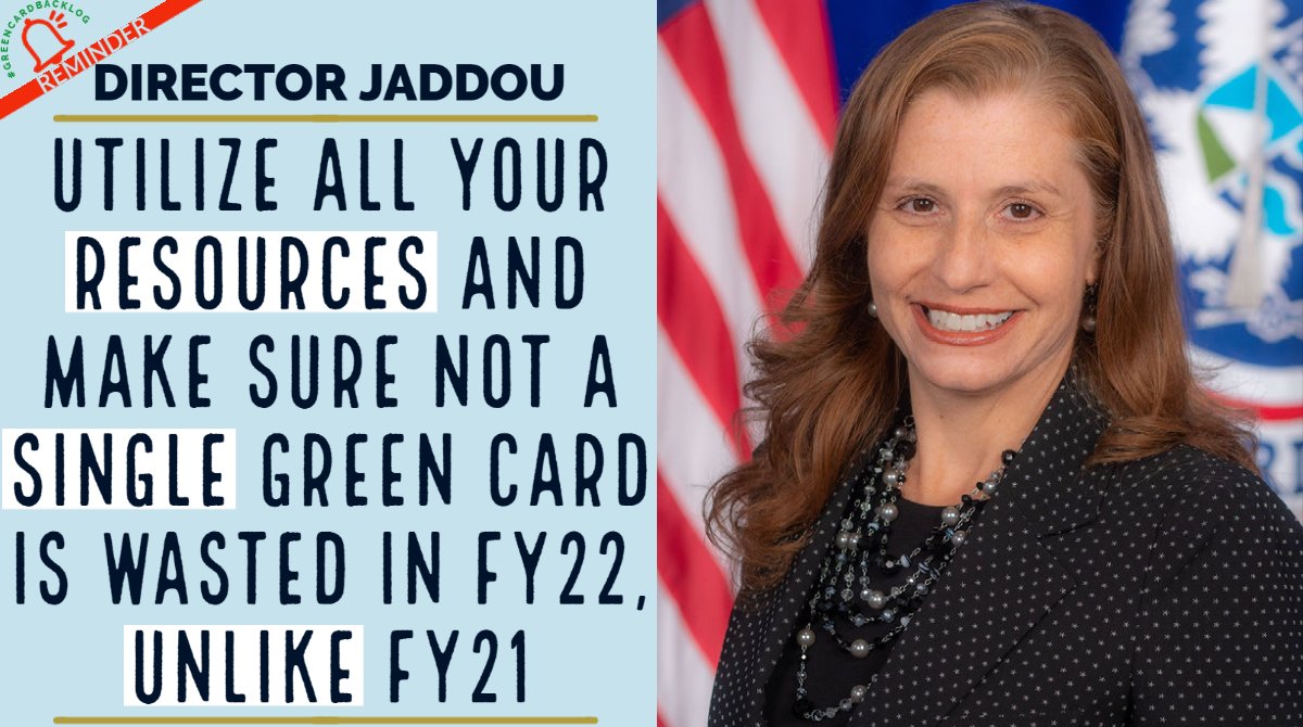GCBCoalition's tweet photo. ⏰Utilize all your resources and make sure not a single green card is wasted in FY22, unlike FY21. Millions of immigrant lives, their American citizen dependents, aged/aging out kids, living here, are counting on these numbers and your leadership.

***DO NOT LET US DOWN AGAIN!*** https://t.co/3mp8E0VAUS