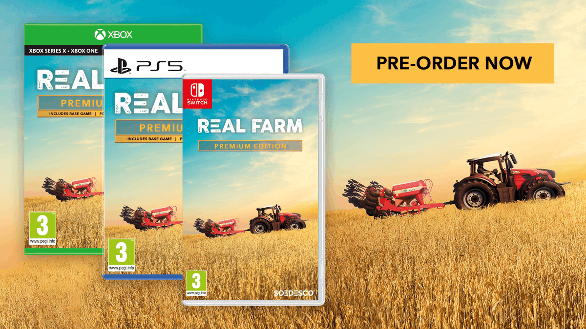 SOEDESCO's tweet photo. 🚜 Pull on your boots and fire up your tractors! Real Farm - Premium Edition is coming to next-gen consoles next week! 🙌

Pre-order it now 👇

PS5: https://t.co/DscIj3KqyY
Xbox Series X|S: https://t.co/qWAS3uMaC5
Switch: https://t.co/o5BsCivJCY

#RealFarm #RealFarmPremium https://t.co/rVuUEJ8Xu7