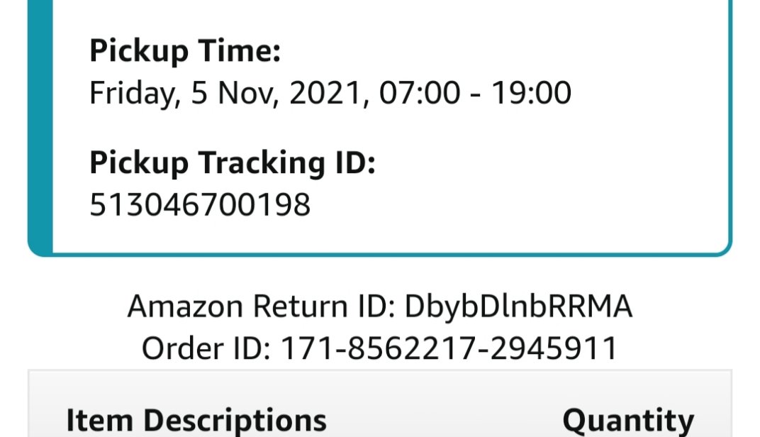 ACV987's tweet photo. @amazonIN After contacting customer service, a return item for pick-up has been delayed for 3 days in a row. 
Please complete the pick-up as soon as possible before its too late.
Return invoice and other details in picture attachment. https://t.co/Eb6QUhXobR