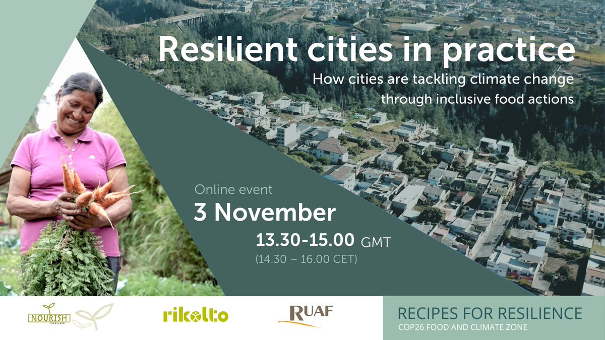 ruaf's tweet photo. 📢Happening NOW at the #RecipesForResilience space
'Resilient cities in practice: How cities are tackling climate change through inclusive food actions'

👥@joykcarey, @TGeerardyn, @MuniRosario, @rikolto, @CFlechet, @jesshalliday &amp; more

#ICYMI:Recording will be available soon 📹 https://t.co/iWkk8jw2CR