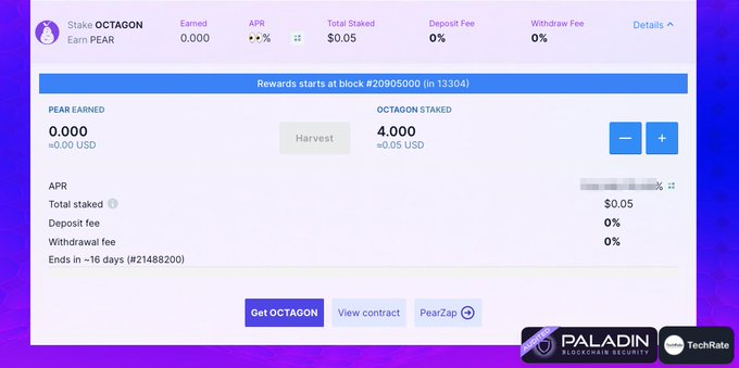 FLS_News_1's tweet photo. ❄️ @PolyDeFi New Pool From @pearzap
🍐Users can Stake #OCTAGON to earn $PEAR
❄️#POLYDeFi is a transparent next generation tiered IFO launchpad running on #Polygon.
⬇️Stake Here:
https://t.co/Cqcj2eoe7u
#FLS https://t.co/rHhtYXb5qx