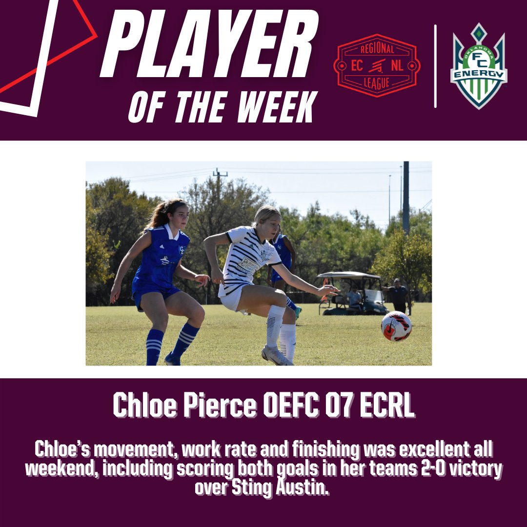 OEFCGirlsECNL's tweet photo. It's #OEFCGirlsECNL &amp; #OEFCGirlsECRL TOTW &amp; POTW Time!

Some very impressive performances this weekend making it tough to pick 11. Congrats to the girls selected &amp; big shoutout to Narissa Fults &amp; Chloe Pierce for being our Players Of The Week! WTG ladies!

@Oklahoma_FC #OEFCPROUD https://t.co/kqxqf2RvTN
