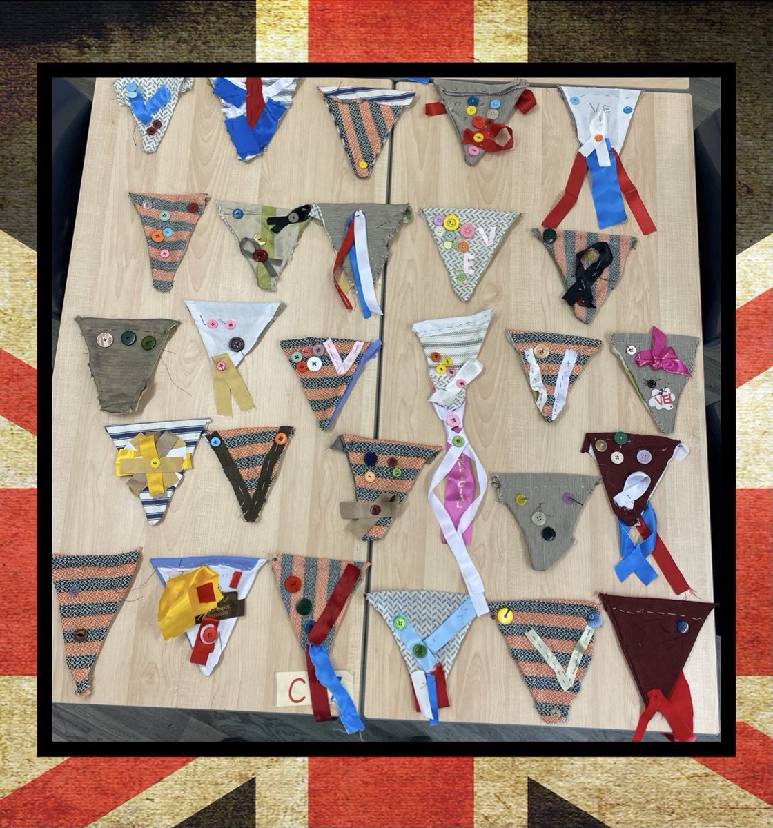 Take a look at the fantastic creations from #sjsbclass10 as part of STEM week. The children have researched,  planned, measured, designed, stitched and evaluated their own VE Day bunting #sjsbart #sjsbdt #sjsbstem @StJosephStBede