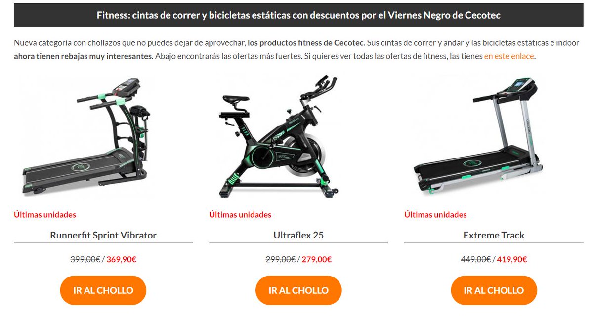 comprarpedia's tweet image. 🔴 Nuevos descuentos en cintas de correr y bicis estáticas en el #BlackFriday de Cecotec. Actualización minuto a minuto en comprarpedia.com/black-friday/c…