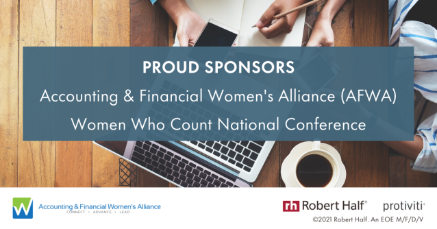Searcysteph's tweet photo. @RobertHalf and @Protiviti were pleased to support the @afwanational #AFWA #WomenWhoCount conference. Always an honor to champion the mission of empowering the next generation of women trailblazers in finance, accounting, and business! https://t.co/XASxm5zjO0 https://t.co/bRLOKjqwmP