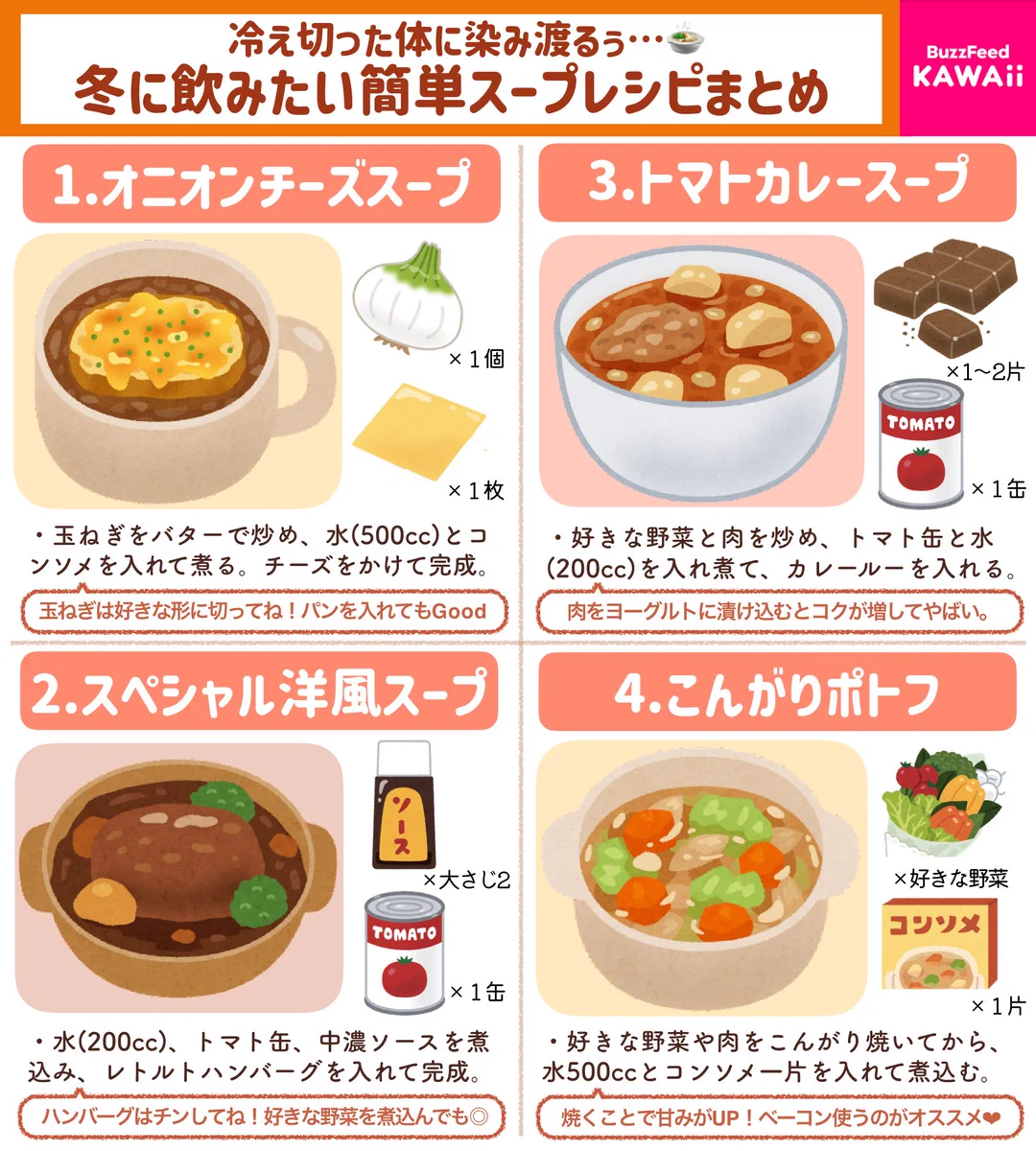 レパートリーに加えておきたいレシピばかり！簡単に作れてとっても美味しそうな「スープレシピ」8選！