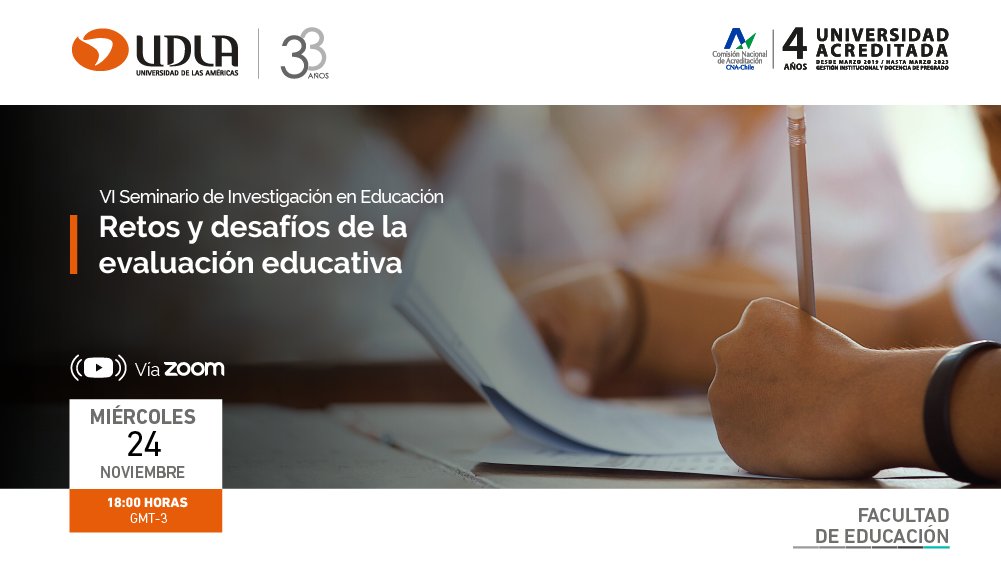Tod@s intvitad@s a asistir al VI Seminario de Investigación en Educación <a href="/FeduUdla/">Facultad de Educación UDLA</a> <a href="/EnUdla/">Pedagogía en Inglés UDLA</a> <a href="/PedBasicaUDLA/">Pedagogía en Educación Básica UDLA</a> <a href="/UdlaEpa/">Educación Parvularia UDLA</a> <a href="/UDLA_CL/">UDLAChile</a> Más información e inscripción 👇👇
