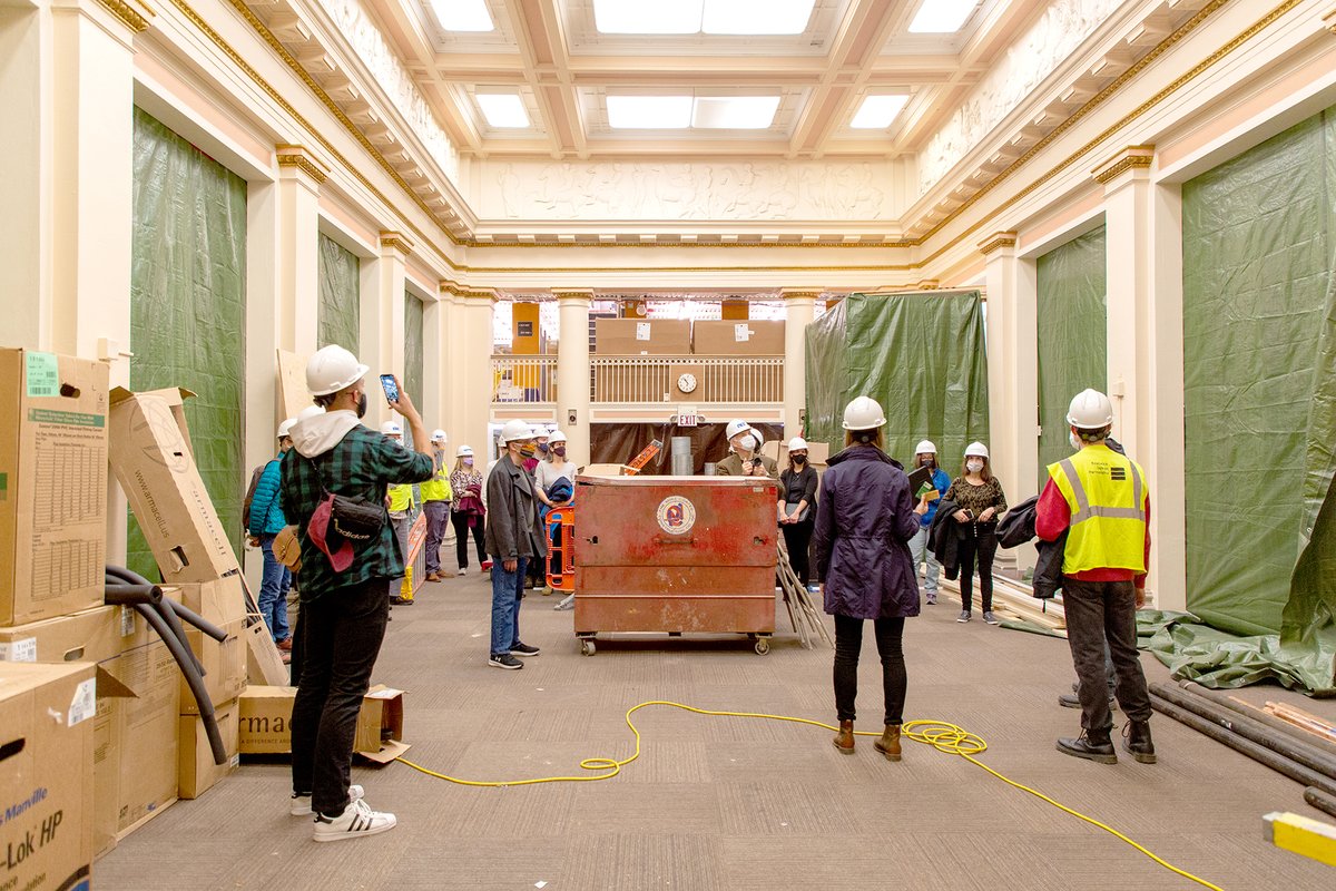 BostwickDesign's tweet photo. Bostwick Design is proud to be part of the renovation and expansion of the PLYMC, Main Library. Our project team provided a tour of the construction progress to Bostwick Design and library staff. #bostwickdesign #PLYMC #architect #design #community #library https://t.co/vMeB4t2CXP