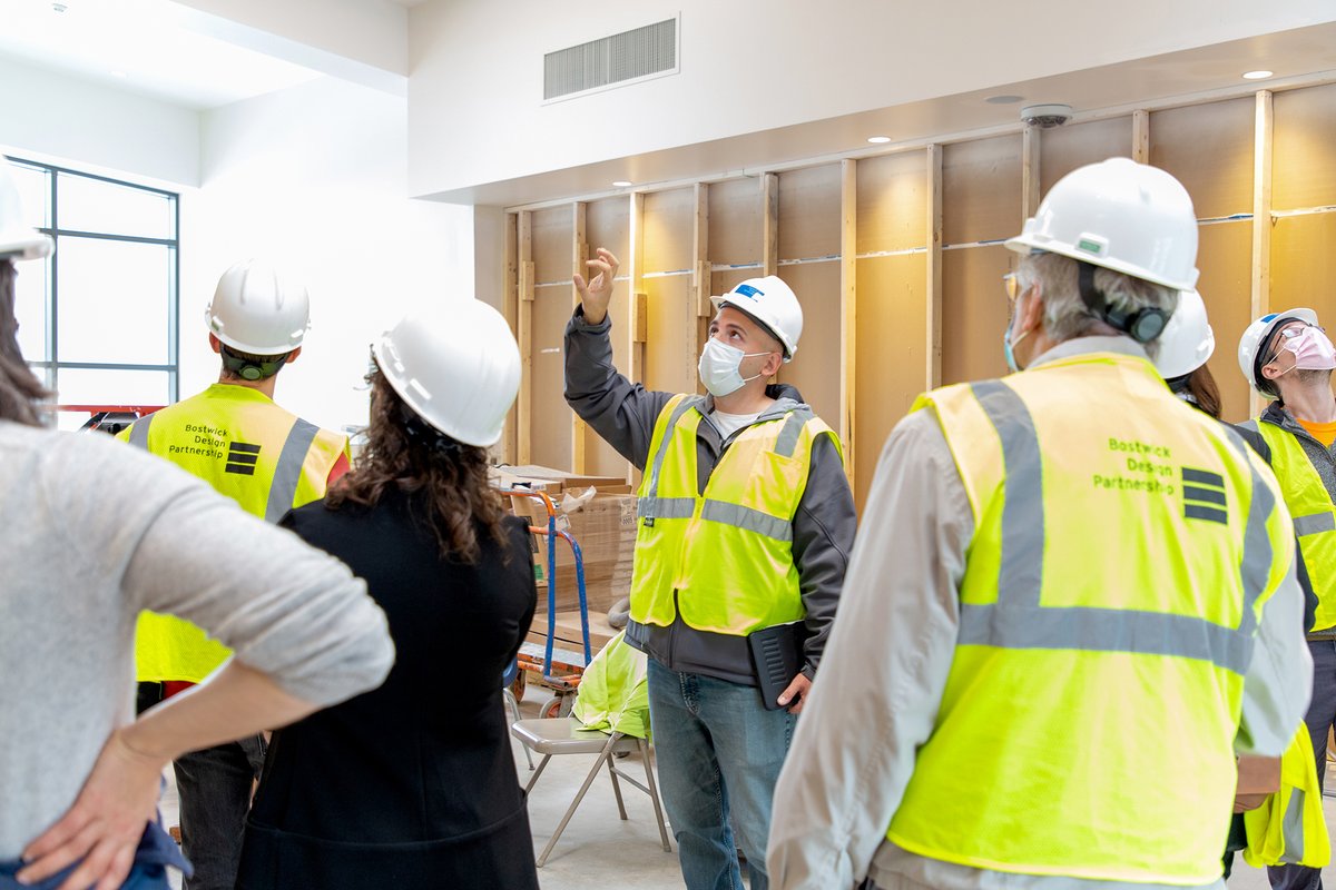 BostwickDesign's tweet photo. Bostwick Design is proud to be part of the renovation and expansion of the PLYMC, Main Library. Our project team provided a tour of the construction progress to Bostwick Design and library staff. #bostwickdesign #PLYMC #architect #design #community #library https://t.co/vMeB4t2CXP