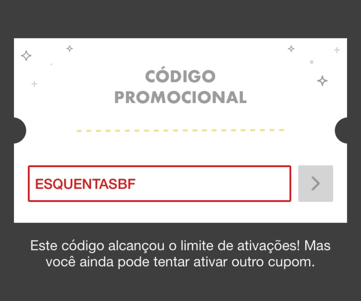 mguedes0866's tweet image. @raizenoficial 
Recebi email da #AppShell Box oferecendo o cupom de desconto ESQUENTASBF, mas não consegui ativar no menu lateral. Quando digito o código surge mensagem dizendo que &quot;este código alcançou o limite de ativações!&quot;
O regulamento que não fala em limite de ativações.