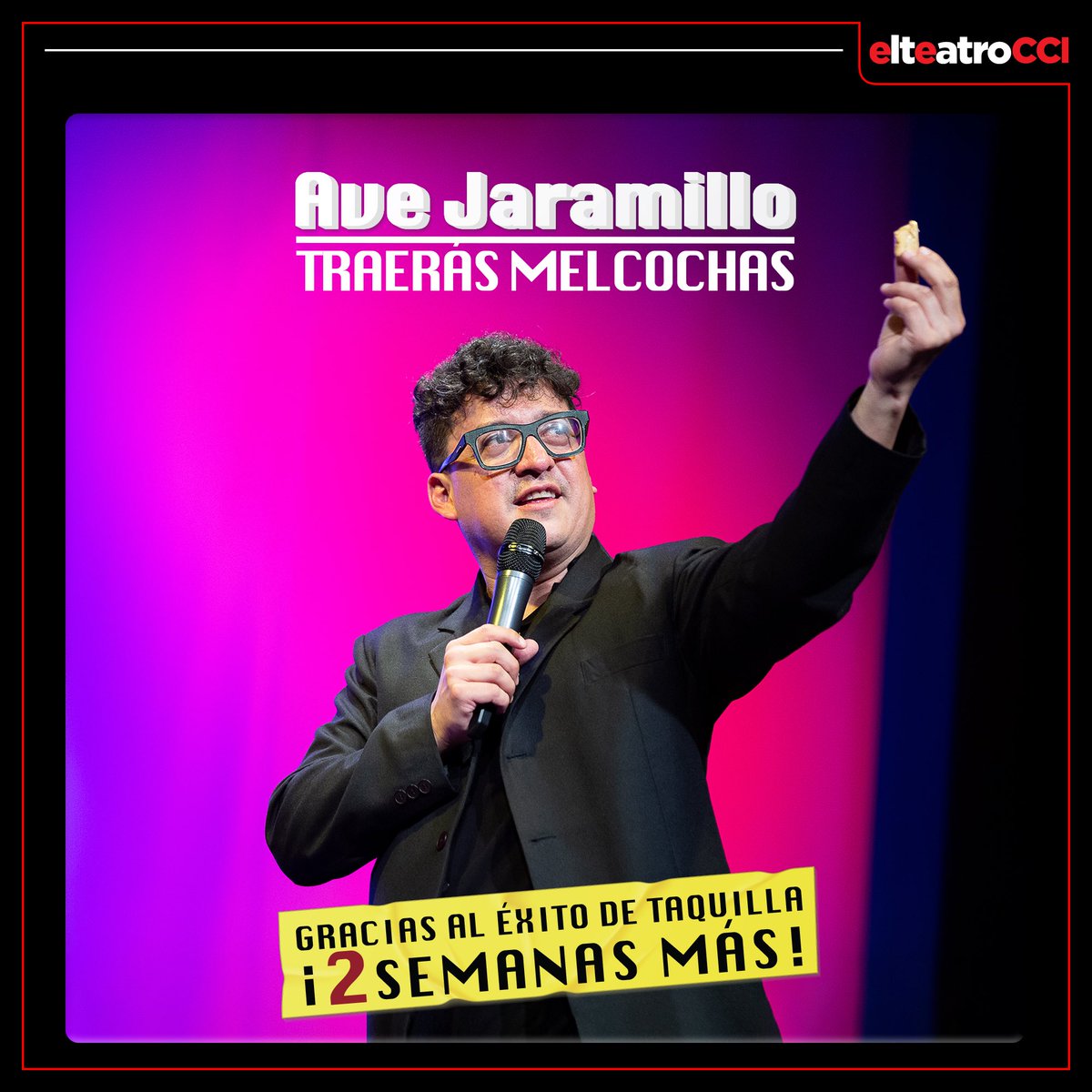 ¡Tenemos buenas noticias! El divertido show del #AveJaramillo continua en cartelera. Si aún no lo has visto, esta es tu oportunidad ➡️ bit.ly/3M9PT. #ElTeatroEC