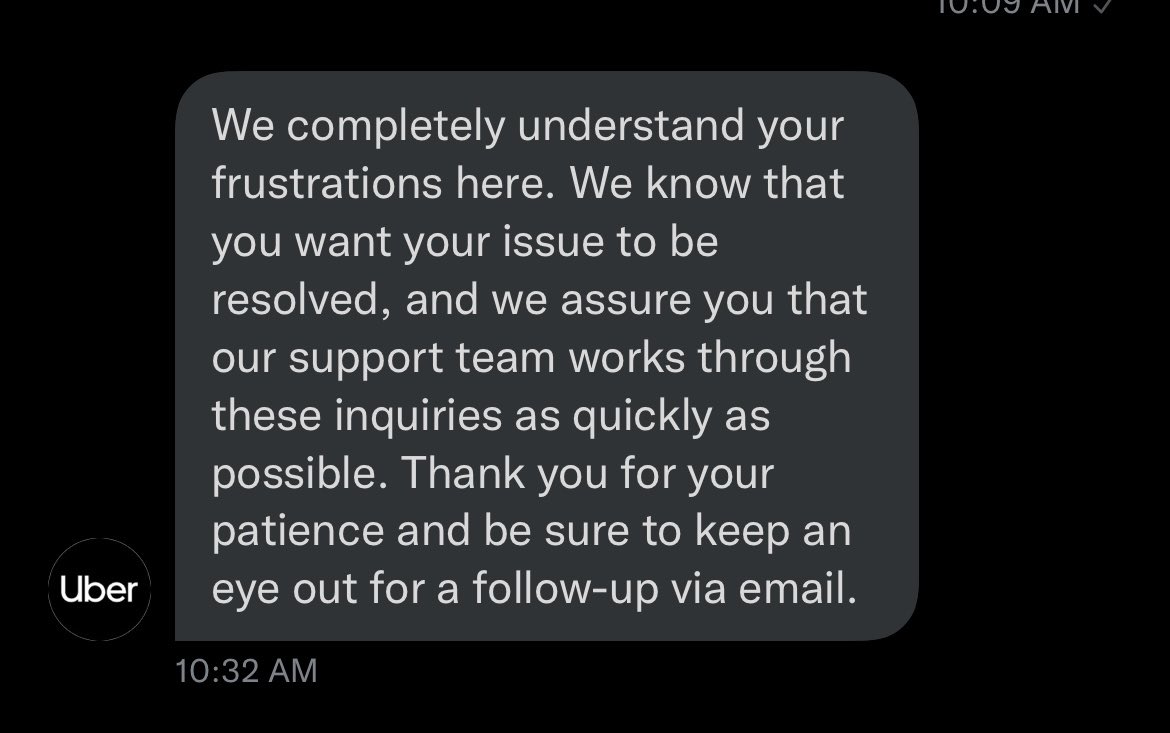 armstrongtyson's tweet photo. @MitchCarefoot @Uber_Support This is what my DMs look like, how many times can you rephrase the same thing? https://t.co/J9CRVGfRAc