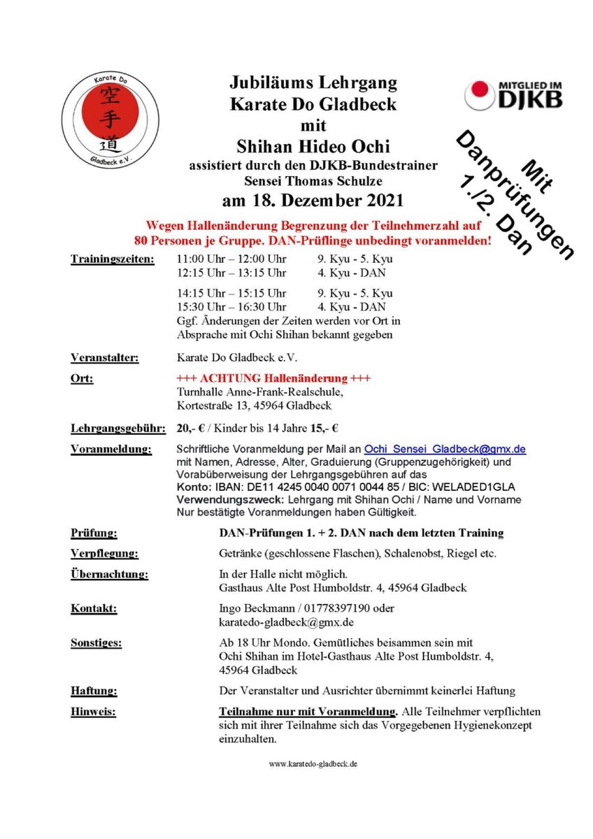 zahnfee_ingo's tweet photo. +++ACHTUNG+++
Hallo Karateka,
in der Oberstufe sind nur noch 10 Plätze frei. Dan-Prüflinge, welche sich noch nicht angemeldet haben, sollten sich zeitnah anmelden.
Mit sportlichem Gruß
Ingo
#jka #jkakarate #jkakaratedo #jkafamily #djkb #hideoochi #karatetraining https://t.co/kEW8hw16yS