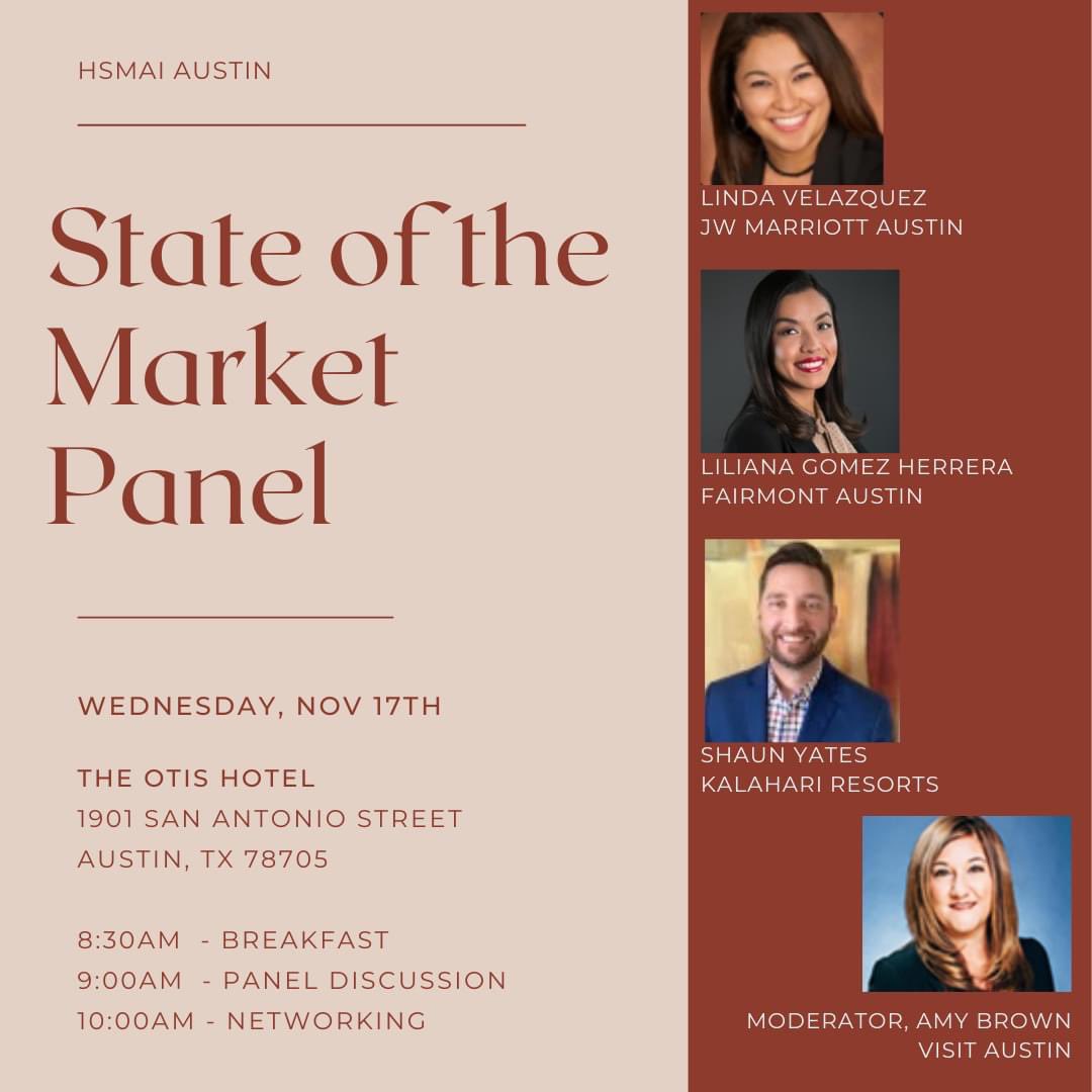Join us for a State of the Industry Panel with some of the most relevant perspectives on Austin's current hospitality trends and future strategies.
Register before November 8th for discounted tickets for both members and non-members.
Register here:
events.r20.constantcontact.com/register/event…