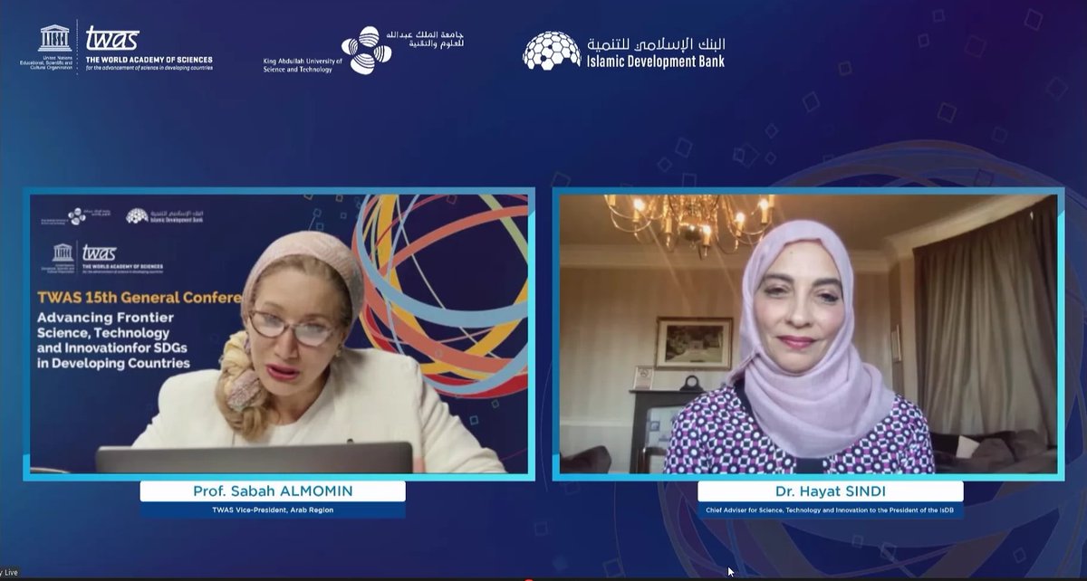 As a #TWASMedalist Dr Hayat Sindi, Senior Advisor to #IsDB President, addressed TWAS Medal Lecture noting importance of #innovations, #AI & #OpenScience in biotechnology especially nutrition & diagnosis, at #TWASGeneralConference hosted by @KAUST_News & @isdb_group.