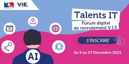 🔴 Entreprises, vous êtes à la recherche de jeunes talents spécialisés dans le domaine #IT ? 

👉 Participez au Forum digital de recrutement #VIE du 09 au 17 décembre. Pour plus d'informations, rendez-vous sur extranet-btob.businessfrance.fr/prg-34201/ <a href="/medef/">Mouvement des Entreprises de France</a> <a href="/numeum_/">numeum</a>