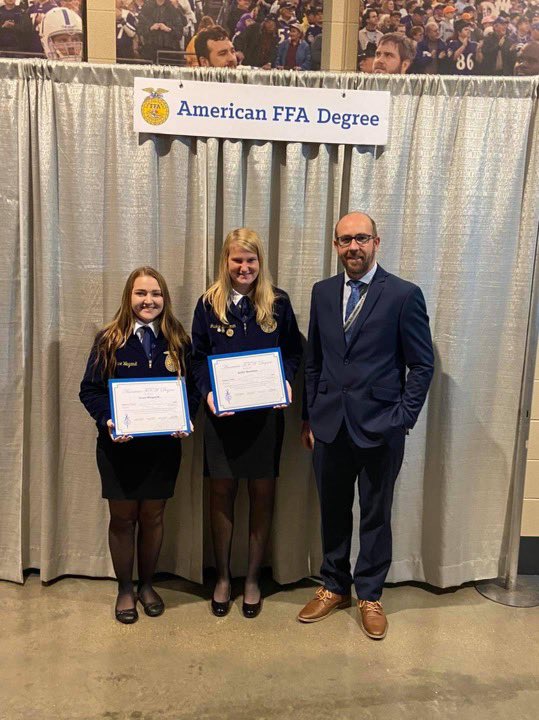 FairlawnFFA's tweet photo. Past Fairlawn FFA graduates were honored Saturday at the 94th National FFA convention. They received their American FFA Degree. Grace Weigandt, and Jackie Bensman were able to attend. Members not pictured are Jessica Batton, and Garrett Smail. Congratulations to everyone! https://t.co/VsglmrvzmE