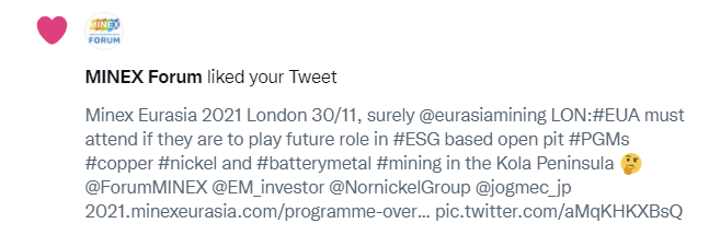 iMuesliBrown's tweet photo. Even the the #MinexForum organisers want @eurasiamining LON:#EUA to attend/speak at the Minex Eurasia Conference on the 30th November in London - they must know the calibre of the #eurasiamining BoD #worldclass 😁👀👇 https://t.co/DFpBJVkvwk