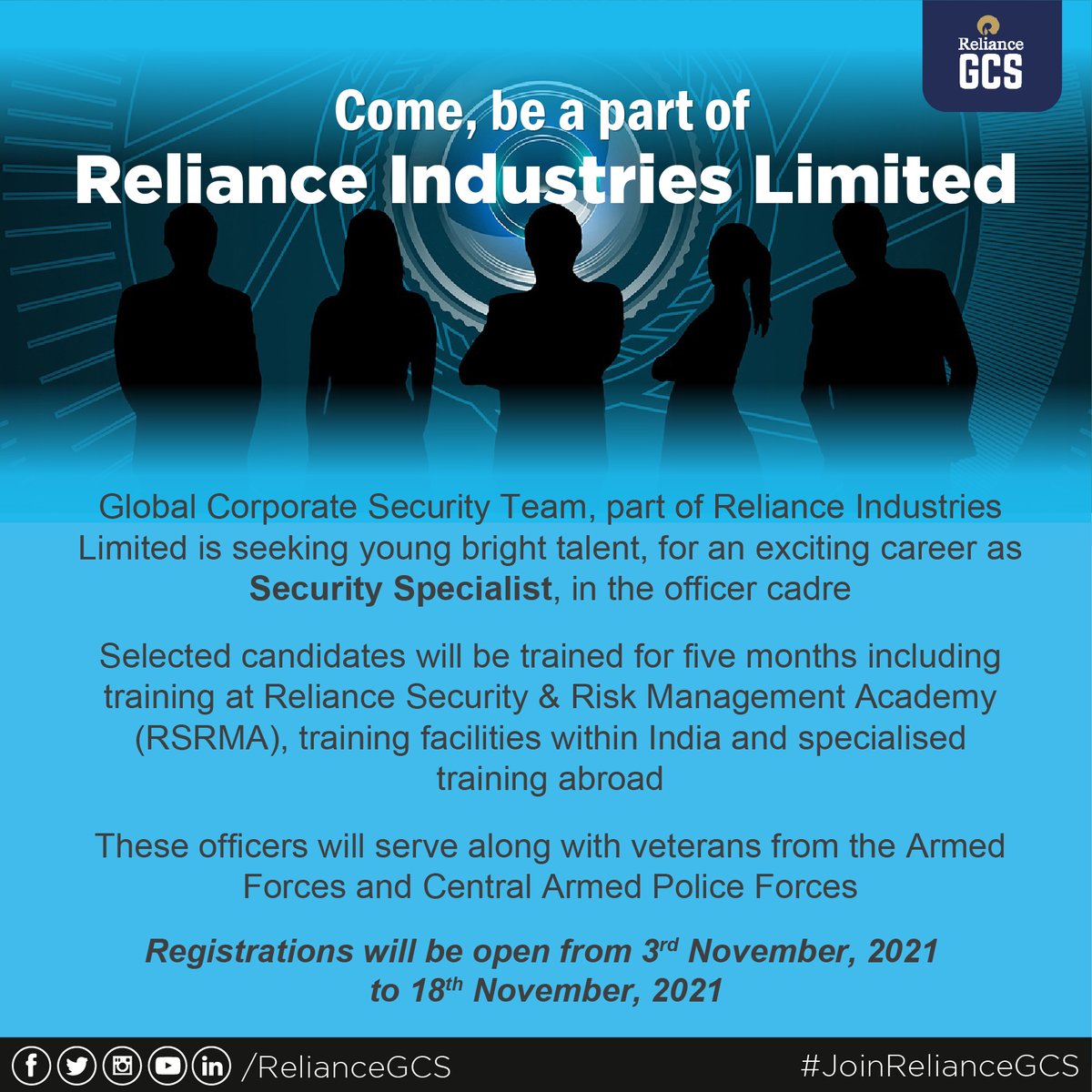 RelianceGCS's tweet photo. Team Reliance Global Corporate Security is currently #hiring and is on the lookout for Security Specialist!
Apply Now: https://t.co/OKF5VFT8yn
#JoinRelianceGCS https://t.co/cKsljBlKrq