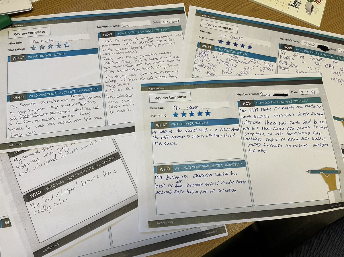 Film Club this week looked at writing reviews of “The Croods” (after we’d analysed a review of “Luca” last session) and I’m so impressed with our reviews!
We also started by looking at analysing a screenshot of “Dune”!
So pleased with the club members and their hard work! 🎥🍿🎞