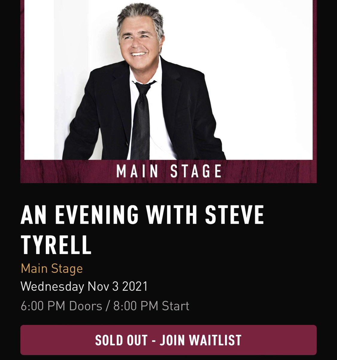 #jointhewaitlist #Atlanta if you still want to see Steve Tyrell tonight at City Winery Atlanta as this show is officially #soldout. If you already have your tickets, please check the venue’s requirements for #Covidcredentials