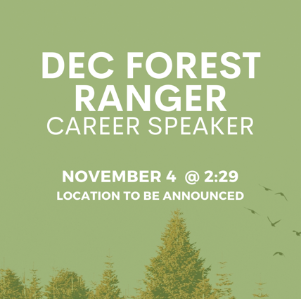SVE_HS's tweet photo. There will be a DEC Forest Ranger here this Thursday during advisory to discuss careers within the NYS Department of Environmental Conservation.  See your counselor for a pass! https://t.co/fFFcCV5UTV