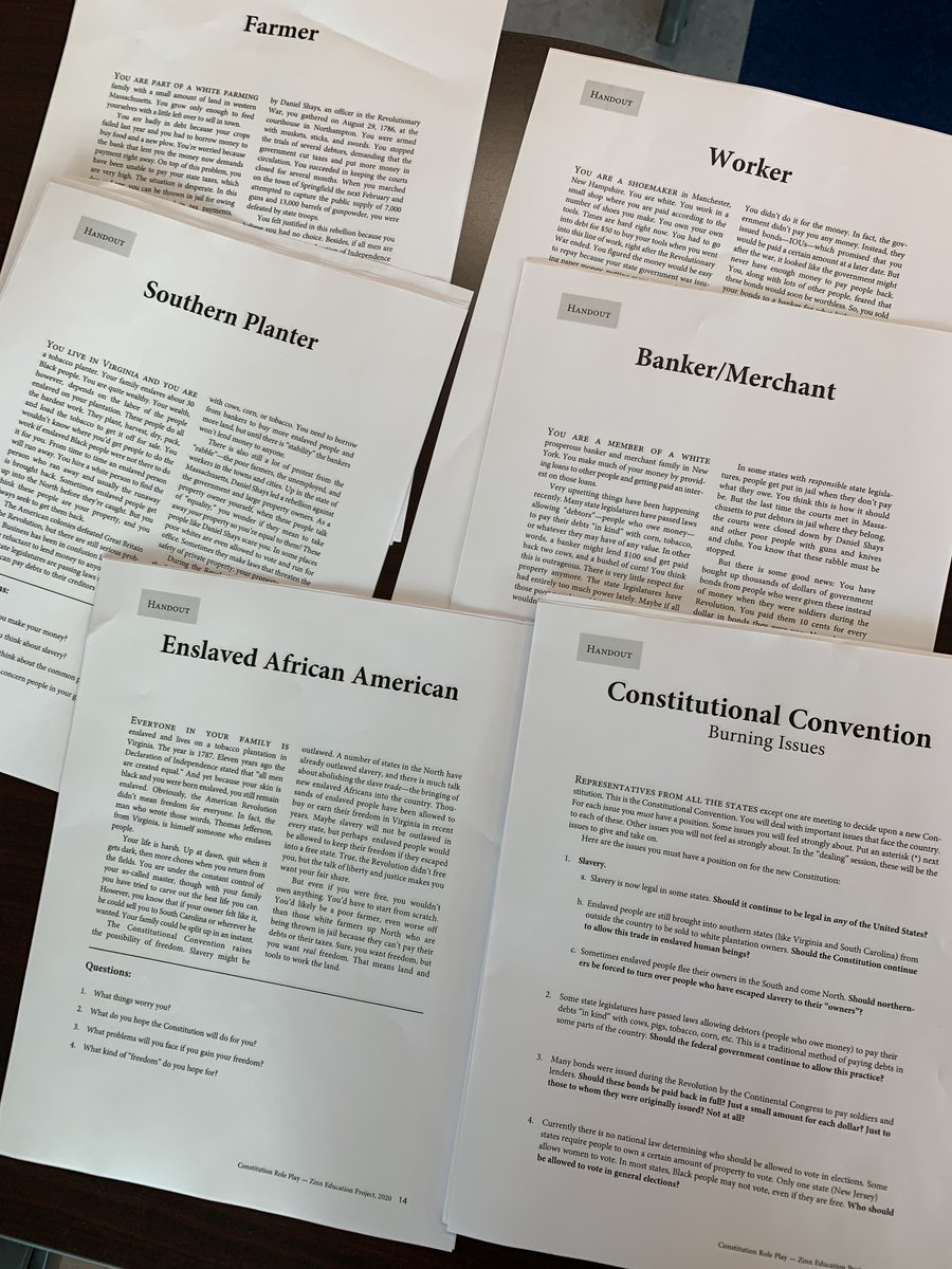 SocStudiesCBRSD's tweet photo. How would the Constitution Convention have played out if more groups were represented? #Wahconah students role play to explore this question deeper. @ZinnEdProject https://t.co/vb376nB78Z