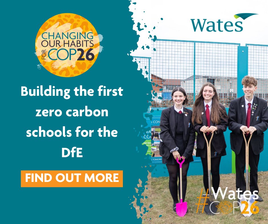 WatesGroup's tweet photo. Work has already begun on some of the UK’s first #netzero schools being built by our #Construction teams for the @educationgovuk. The projects are being delivered using modern methods of construction. Read more about our #zerocarbon schools: https://t.co/si1mBTYK1P #WatesCOP26 https://t.co/RIEbdR5i9O