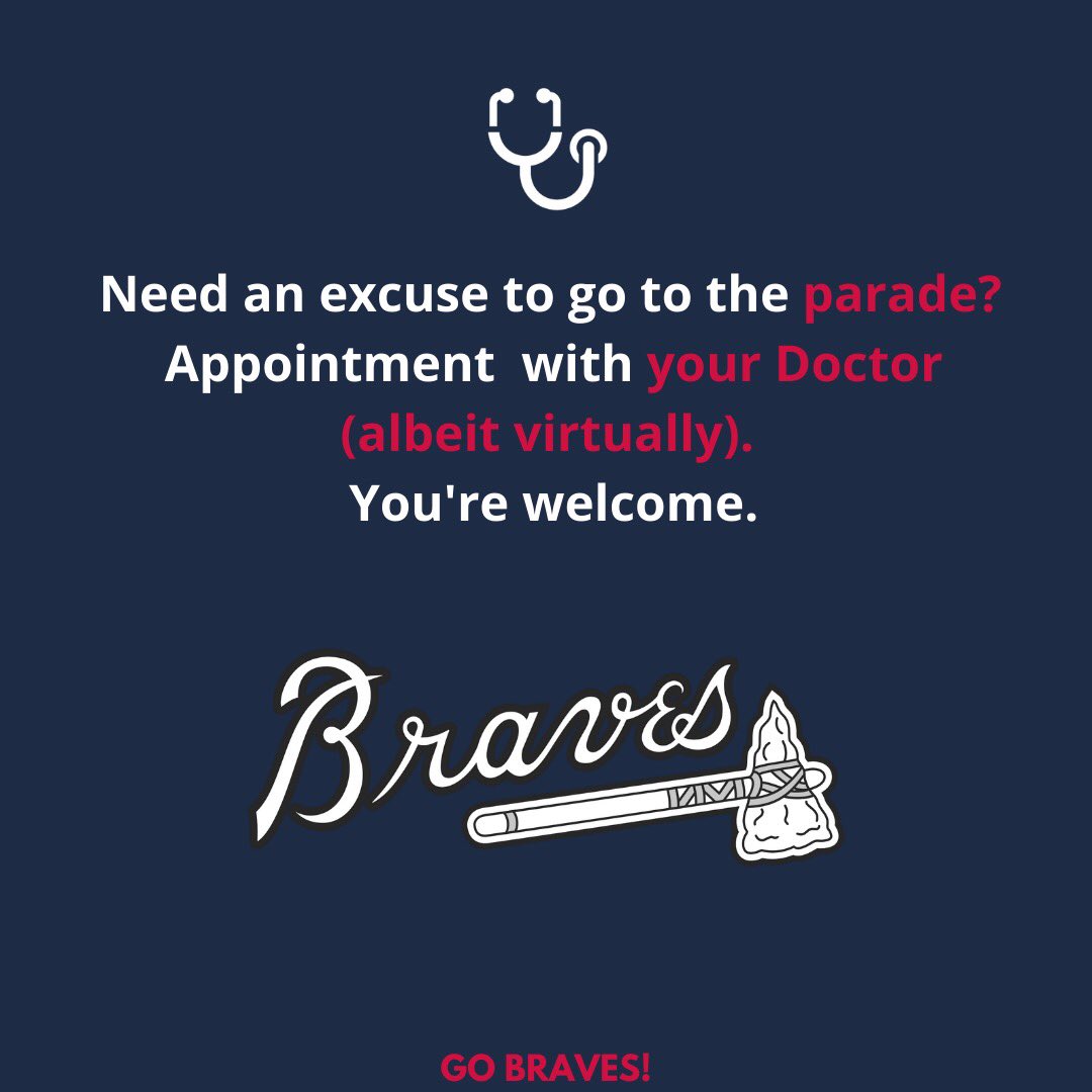 Congratulations to the 2021 World Series Champions <a href="/Braves/">Atlanta Braves</a>! As an #Atlanta based business, we are so excited that the #WorldSeries trophy is coming home!

Now... how to get to that parade.

#VirtualCare #ConnectedCare #Champions #Parade #LetsGoBraves #BattleATL #ForTheA