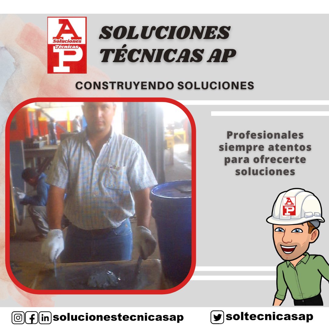 soltecnicasap's tweet photo. Profesionales quienes su principal motivo también eres tú. Visita nuestras redes sociales en Instagram, Facebook y/o LinkedIn: @solucionestecnicasap y Twitter: @soltecnicasap. #Ingeniería #Industria #Soluciones #Técnicos #Chesterton #Anzoategui #PuertoLaCruz https://t.co/Wp0kTfkJAZ