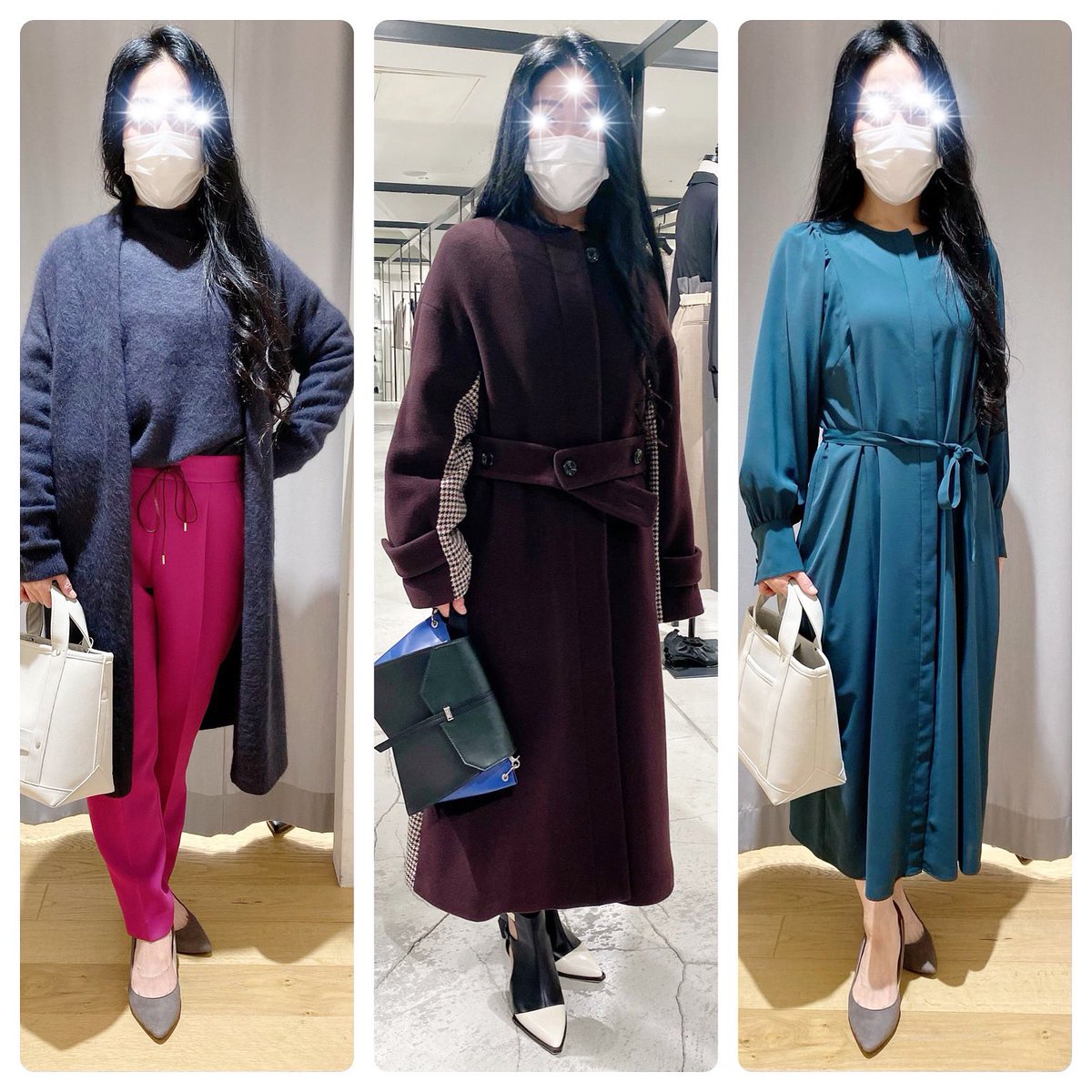 リピーターのお客様の同行ショッピング♪

パーソナルカラーはウィンター🎄
今年はまた鮮やかな色も増えてきていますね♪

2回目以降はより幅を広げた色合わせなどもご提案します✨

今週は同行ショッピングが3日間あるので、
下見にも気合いが入ります🥰
#ブルベ冬　#骨格ナチュラル