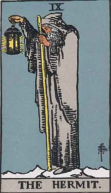 tsaarot's tweet photo. Every Minor Arcana card reflects the Major Arcana it shares numbers with.

Look at the Hermit. Alone, contemplating. This is Card IX. Now pay attention to all the other '9' cards. All alone. All in a singular state of mind. https://t.co/YlE6qDbMyn