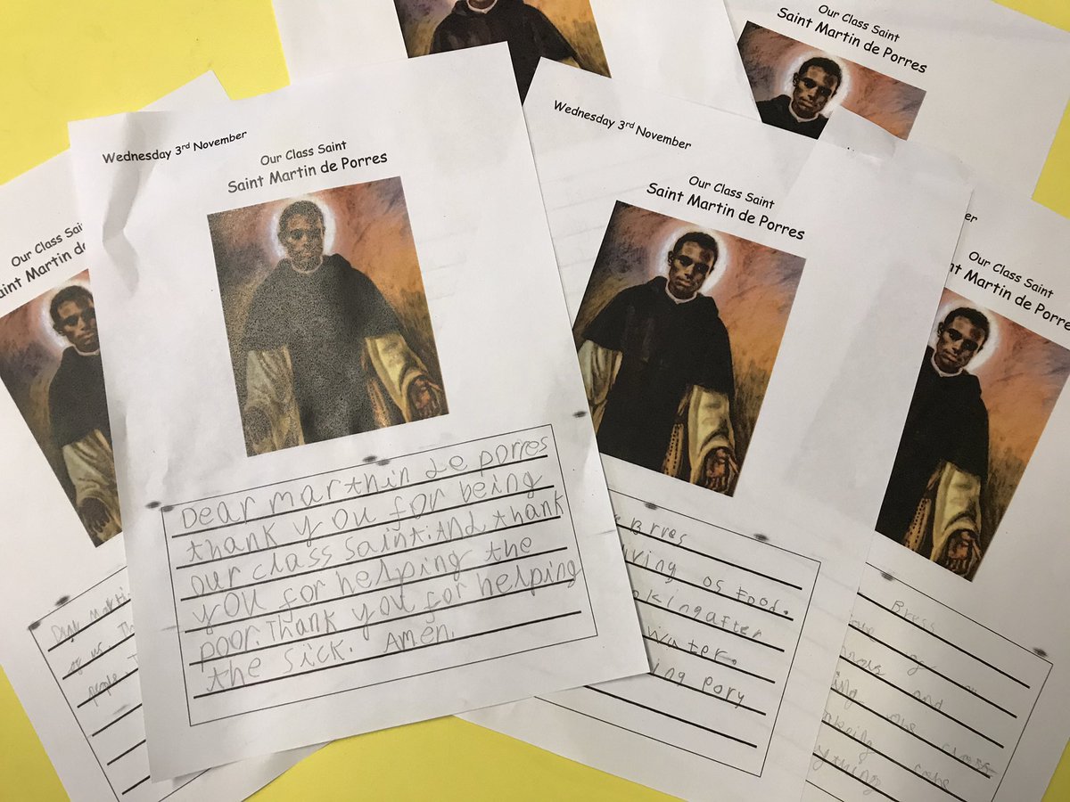 Mount_Carmel1's tweet photo. Year 2 have had a fantastic day celebrating the feast day of our class Saint Martin de Porres. We learnt all about his life, had extra playtime and delicious cake! What a fantastic man #classsaint https://t.co/oLpJVSFwt7